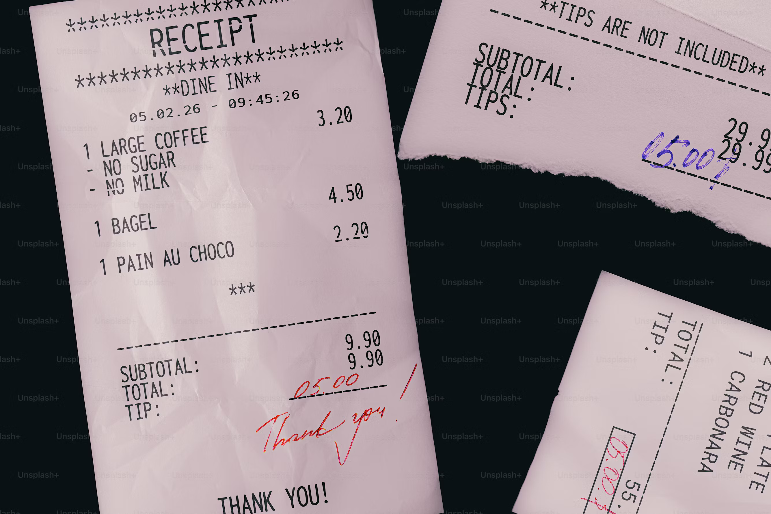 Scanning a real restaurant bill