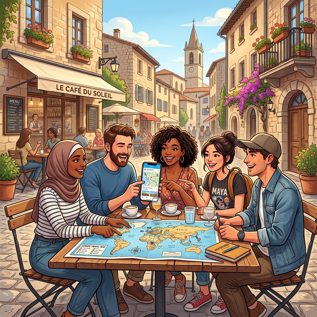 Des amis gérant un budget de voyage partagé